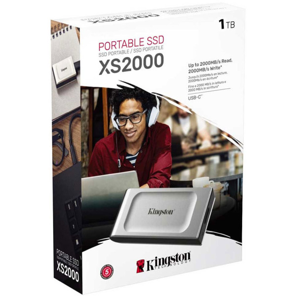 Kingston XS2000 Portable SSD, 1TB Capacity 12,000MB/s read, 2,000MB/s write - كينغستون أس أس دي خارجي متنقل Kingston XS2000 Portable SSD, 1TB Capacity 12,000MB/s read, 2,000MB/s write - كينغستون أس أس دي خارجي متنقل