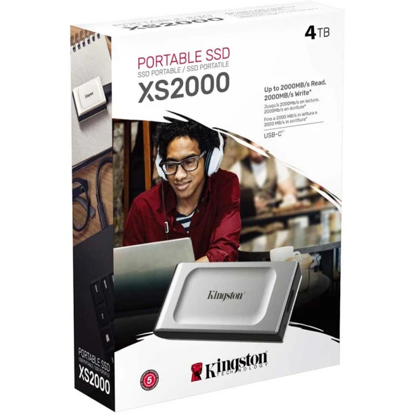 KINGSTON XS2000 PORTABLE SSD, 4TB CAPACITY 12,000MB/S READ, 2,000MB/S WRITE