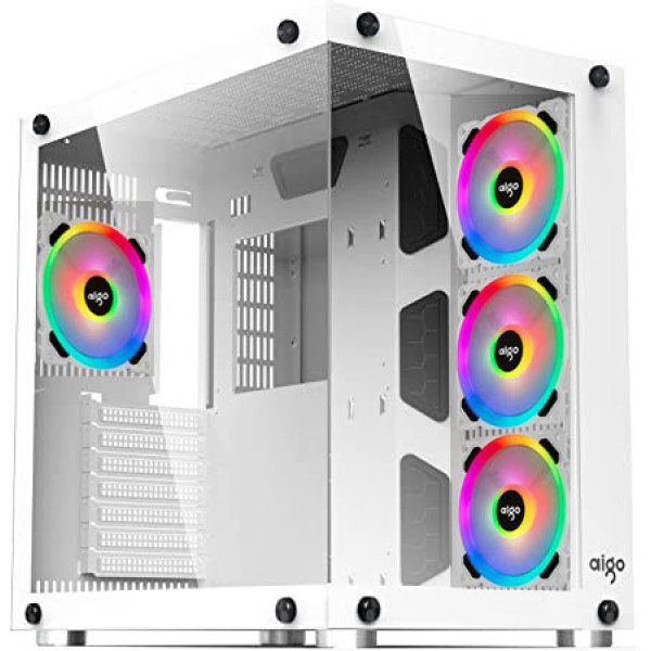 ايقو Az300 كيس زجاجي للالعاب مع 7 مراوح RGB- أبيض ايقو Az300 كيس زجاجي للالعاب مع 7 مراوح RGB- أبيض