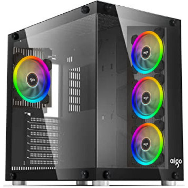 ايقو Az300 كيس زجاجي للالعاب مع 7 مراوح RGB- أسود ايقو Az300 كيس زجاجي للالعاب مع 7 مراوح RGB- أسود