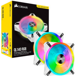 Corsair Icue Ql140 Rgb Fan Kit 140mm 2pack - White - كورسير مراوح Corsair Icue Ql140 Rgb Fan Kit 140mm 2pack - White - كورسير مراوح