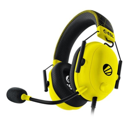 سماعة ألعاب سلكية RAZER BlackShark V2 ESL Edition، مزودة بتقنية THX Spatial Audio، وسائد أذن مريحة من رغوة الذاكرة FlowKnit، وبطاقة صوت USB مدمجة