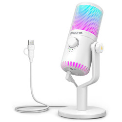 Maono Programmable Condenser Usb Microphon Rgb - White Maono Programmable Condenser Usb Microphon Rgb - White