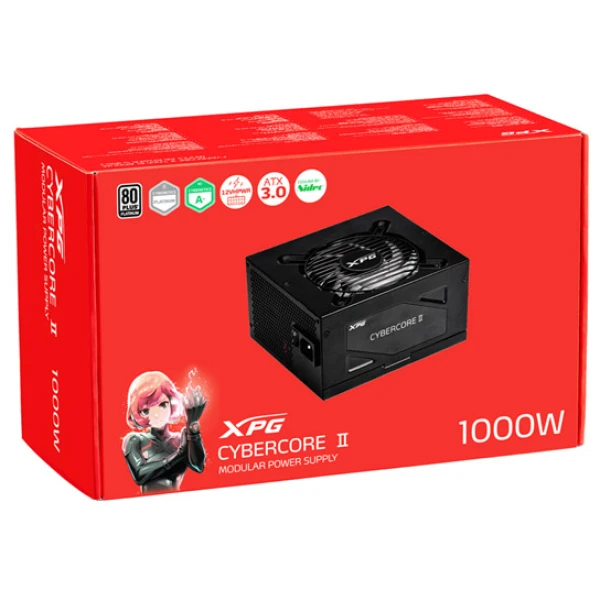 XPG CYBERCORE II 1000 PLATINUM-MODULAR 1000W ATX 3.0 POWER SUPPLY 80+ PLATINUM- باور سبلاي اكس بي جي سايبر كور2 XPG CYBERCORE II 1000 PLATINUM-MODULAR 1000W ATX 3.0 POWER SUPPLY 80+ PLATINUM- باور سبلاي اكس بي جي سايبر كور2