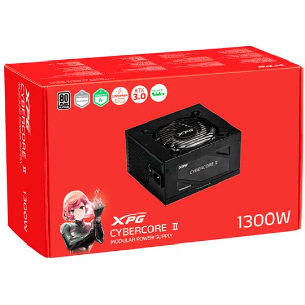 XPG Cybercore II 1300 Platinum-Modular 1300w ATX 3.0 Power Supply 80+ Platinum- باور سبلاي اكس بي جي سايبر كور2 XPG Cybercore II 1300 Platinum-Modular 1300w ATX 3.0 Power Supply 80+ Platinum- باور سبلاي اكس بي جي سايبر كور2