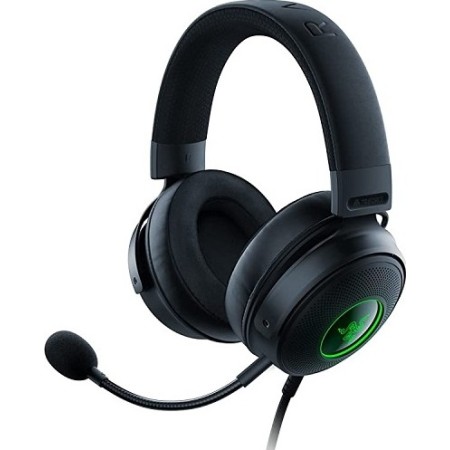 سماعة ألعاب سلكية Razer Kraken V3 Chroma، مزودة بسماعات TriForce Titanium، اتصال USB سلكي متوافق مع PC، PlayStation، وMac - اسود