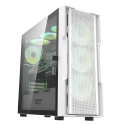 درك فلاش Dk431 بواجهه شبكية كيس كمبيوتر للالعاب ب 4 مراوح مضيئة - ابيض