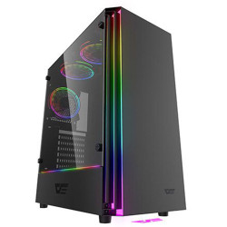 دارك فلاش J11 كيس كمبيوتر للألعاب مع 3 مراوح اضاءه ثابته - اسود