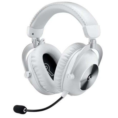 Wireless Gaming Headset  Logitech PRO X ,Supports Bluetooth ,up to 50 hours ,memory foam ear pads ,Detachable microphone with Blue VO!CE - White