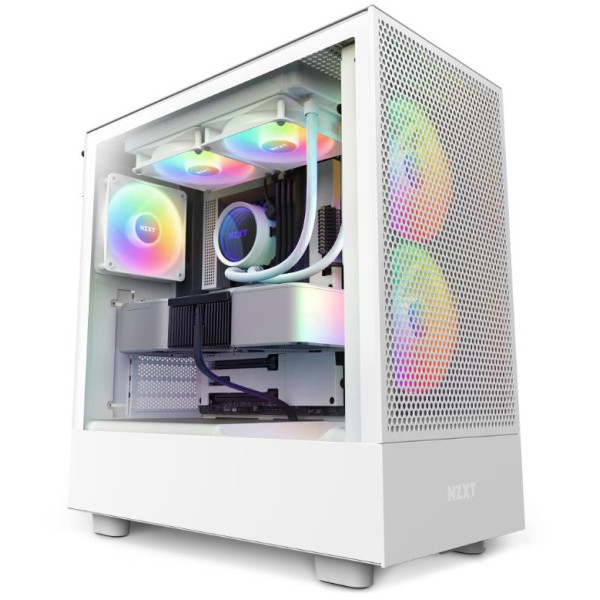 Nzxt H5 Flow Atx Mid Tower Gaming Case 2x Fans 140m RGB - White Nzxt H5 Flow Atx Mid Tower Gaming Case 2x Fans 140m RGB - White