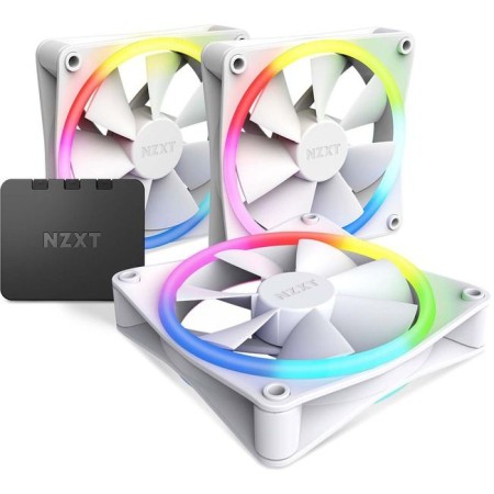 مراوح NZXT F120 RGB DUO, حزمة ثلاثية لمراوح 120 ملم مع وحدة تحكم RGB, سرعة دوران تصل حتى 1800 دورة في الدقيقة -  أبيض