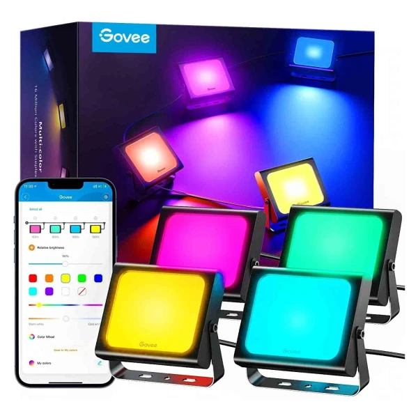 GOVEE H7060 RGBICWW LED SMART FLOOD LIGHTS WATERPROOF ( 4 UNIT )