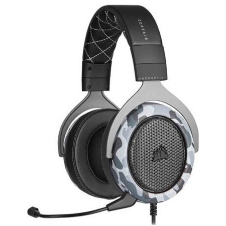 Wired Gaming Headset CORSAIR HS60 Haptic Bass Technology ,Detachable noise-canceling ,Comfortable memory-foam ear ,USB connectivit - Black
