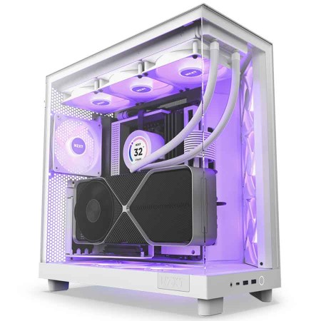 NZXT H6 Flow RGB Case - Panoramic Glass - Dual Chamber - 3x RGB Fans - White