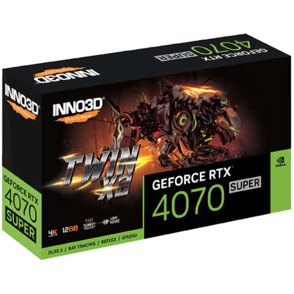 INNO3D Twin X2 Nvidia Geforce RTX 4070 Super 12GB GDDR6X - Black INNO3D Twin X2 Nvidia Geforce RTX 4070 Super 12GB GDDR6X - Black