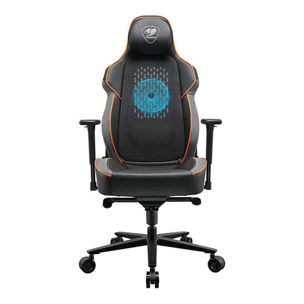 COUGAR NXSYS AERO Integrated 200mm RGB Fan, Breathable PVC Leather Gaming Chair - Black / Orange COUGAR NXSYS AERO Integrated 200mm RGB Fan, Breathable PVC Leather Gaming Chair - Black / Orange