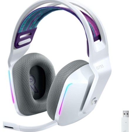 سماعة رأس لاسلكية Logitech G733, اتصال اللاسلكي LIGHTSPEED, سماعات PRO-G مقاس 40 مم, ميكروفون قابل للفصل, 278 جرام, بطارية حتى 29 ساعة, إضاءة RGB LIGHTSYNC - أبيض سماعة رأس لاسلكية Logitech G733, اتصال اللاسلكي LIGHTSPEED, سماعات PRO-G مقاس 40 مم, ميكروفون قابل للفصل, 278 جرام, بطارية حتى 29 ساعة, إضاءة RGB LIGHTSYNC - أبيض