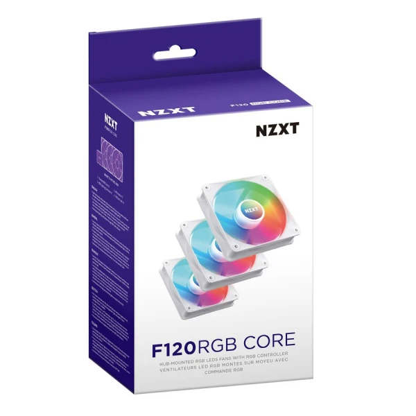 NZXT F120 CORE 120mm 3x RGB Fan With Controller - White NZXT F120 CORE 120mm 3x RGB Fan With Controller - White