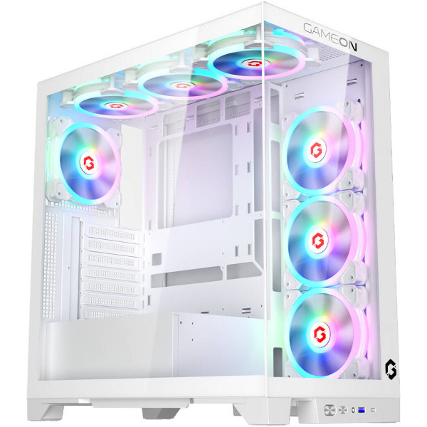 GAMEON Emperor Arctic IV Temp-Glass Mid Tower Case With 7 Fans ARGB - White GAMEON Emperor Arctic IV Temp-Glass Mid Tower Case With 7 Fans ARGB - White