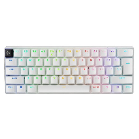 لوحة مفاتيح ألعاب لاسلكي احترافي  Logitech PRO X 60 LIGHTSPEED بتصميم 60٪، مزودة بتحكم KEYCONTROL، وإضاءة LIGHTSYNC RGB، ومفاتيح ضوئية – ابيض