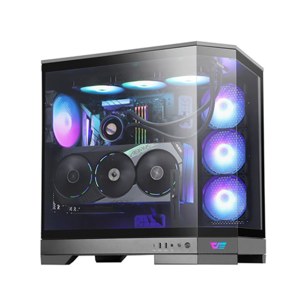دارك فلاش DQX90 كيس كمبيوتر زجاجي للالعاب مع 4 مراوحه مضيئة يدعم USB Type-C امامي - اسود دارك فلاش DQX90 كيس كمبيوتر زجاجي للالعاب مع 4 مراوحه مضيئة يدعم USB Type-C امامي - اسود