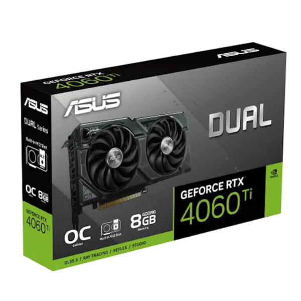 اسوس دول جيفورس كرت شاشة RTX 4060 TI 8GB GDDR6 يدعم منفذ M.2 NVME - اسود اسوس دول جيفورس كرت شاشة RTX 4060 TI 8GB GDDR6 يدعم منفذ M.2 NVME - اسود
