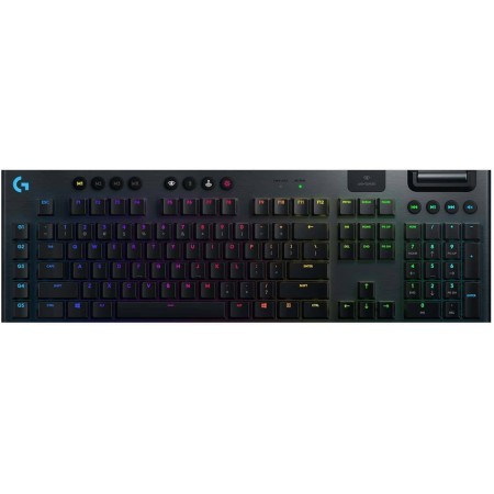 كيبورد العاب لاسلكي احترافي Logitech G915 ميكانيكي، كامل الحجم، حتى 30 ساعة بطارية، إضاءة RGB لكل مفتاح قابلة للتخصيص بالكامل – اسود