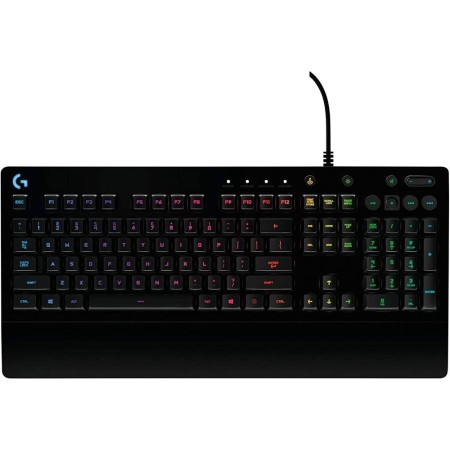 لوحة مفاتيح احترافية Logitech G213, حجم كامل, مفاتيح Mech-Dome, إضاءة RGB قابلة للتخصيص, مسند يد مدمج, اتصال سلكي USB - أسود لوحة مفاتيح احترافية Logitech G213, حجم كامل, مفاتيح Mech-Dome, إضاءة RGB قابلة للتخصيص, مسند يد مدمج, اتصال سلكي USB - أسود