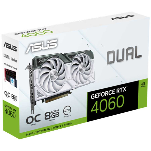 ASUS Dual GeForce RTX 4060 OC White Edition 8GB GDDR6 Gaming Graphics Card - white ASUS Dual GeForce RTX 4060 OC White Edition 8GB GDDR6 Gaming Graphics Card - white
