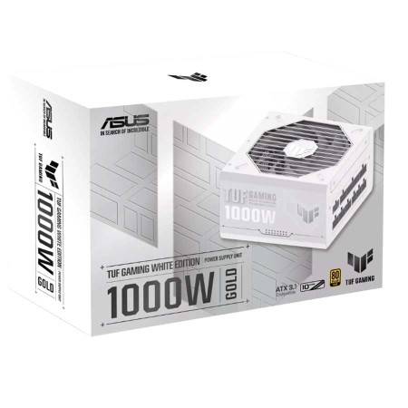 ASUS TUF Gaming power supply, 1000 Watt, Fully modular design, 80 PLUS Gold, ATX 3.1 and PCIe 5.0 - White Edition ASUS TUF Gaming power supply, 1000 Watt, Fully modular design, 80 PLUS Gold, ATX 3.1 and PCIe 5.0 - White Edition