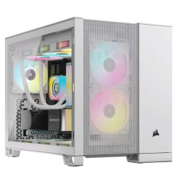 كورسير 2500D اير فلو كيس كمبيوتر للالعاب بوجهتان شبكية - ميني ومايكرو - ابيض 