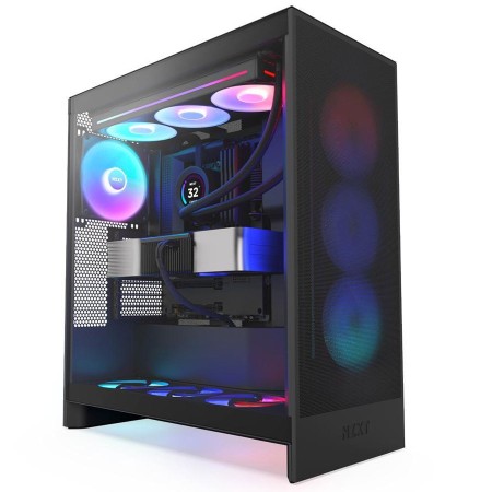 NZXT H7 FLOW ATX Mid Tower Gaming Case With 3 Fans RGB - Black ( Virsion 2024 )