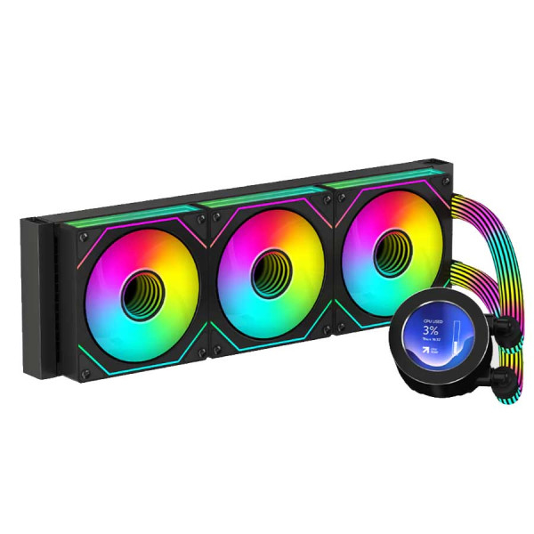 قيم اون كراكن N360 مبرد مائي احترافي 360mm RGB مع شاشة - اسود قيم اون كراكن N360 مبرد مائي احترافي 360mm RGB مع شاشة - اسود