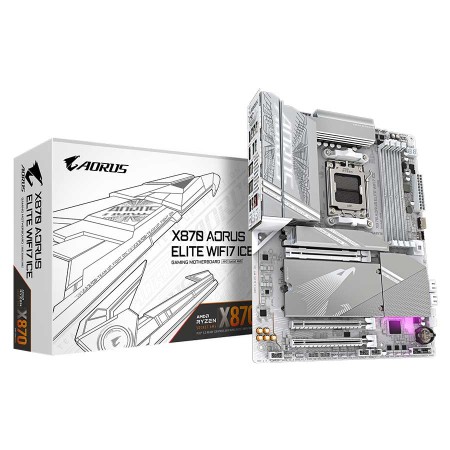لوحة أم احترافية X870 AORUS Elite ICE WIFI 7, مقاس ATX, تدعم معالجات AMD AM5 , وايفاي 7, بلوتوث 5.4, تدعم منافذ PCIe 5.0 - أبيض لوحة أم احترافية X870 AORUS Elite ICE WIFI 7, مقاس ATX, تدعم معالجات AMD AM5 , وايفاي 7, بلوتوث 5.4, تدعم منافذ PCIe 5.0 - أبيض