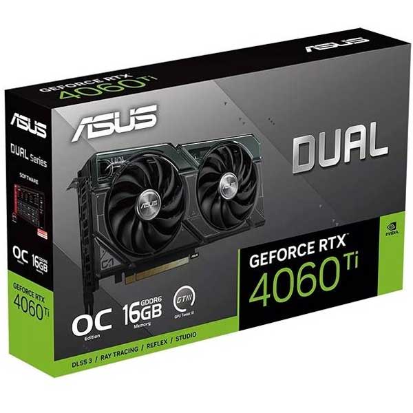 أسوس دوول قيمينج RTX 4060Ti 8GB ايفو OC كرت شاشة - اسود أسوس دوول قيمينج RTX 4060Ti 8GB ايفو OC كرت شاشة - اسود