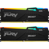 ذاكرة مكتبية KINGSTON FURY Beast, سعة 32 جيجابايت, سرعة 6000 ميجاهرتز DDR5, التوقيت CL36, إضاءة RGB, دعم منصات Intel و AMD - أسود