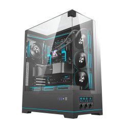 دارك فلاش DY450L PRO كيس كمبيوتر زجاجي للالعاب  يدعم USB Type-C  امامي - اسود