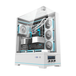 دارك فلاش DY450L PRO كيس كمبيوتر زجاجي للالعاب  يدعم USB Type-C  امامي - ابيض