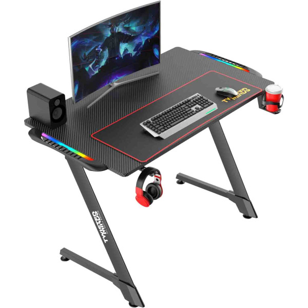 Twisted Minds Z SHAPED Gaming Desk Carbon Fiber RGB 100cm x 60cm - Black Twisted Minds Z SHAPED Gaming Desk Carbon Fiber RGB 100cm x 60cm - Black