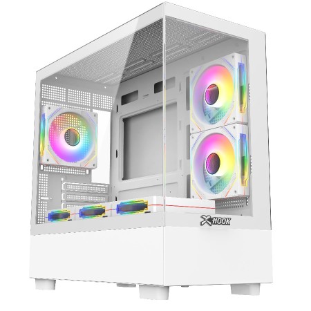 كيس ألعاب HOOK PIXEL – زجاج حراري 6 مراوح RGB تصميم Mid Tower احترافي - أبيض كيس ألعاب HOOK PIXEL – زجاج حراري 6 مراوح RGB تصميم Mid Tower احترافي - أبيض