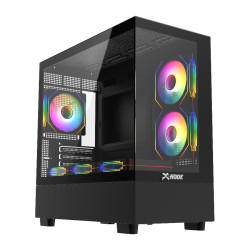 HOOK PIXEL Gaming Temp-Glass Mid Tower Case With 6 Fans RGB - Black