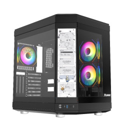 هووك تيتان كيس زجاجي بشاشة طولية مع 6 مراوح مضئية - اسود