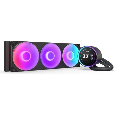 مبرد مائي احترافي NZXT Kraken Elite V2 360, شاشة LCD مربعة مقاس 2.72 بوصة, ثلاث مراوح RGB عالية الكفاءة مقاس 120 مم, متوافق مع معالجات Intel و AMD الحديثة - أسود