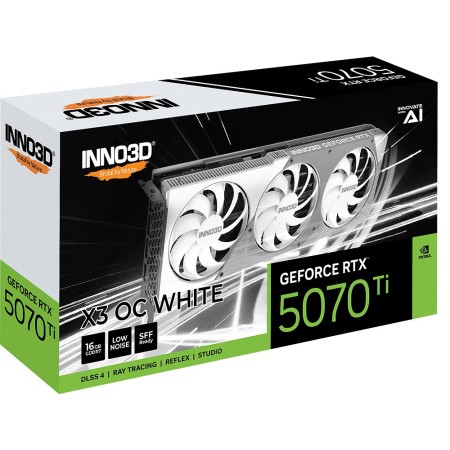 GRAPHIC CARD INNO3D RTX 5070 Ti X3, OC Edition, 16 GB GDDR7, 3X fan cooling system, PCIe 5.0, support DLSS4 & Ray Tracing - WHITE