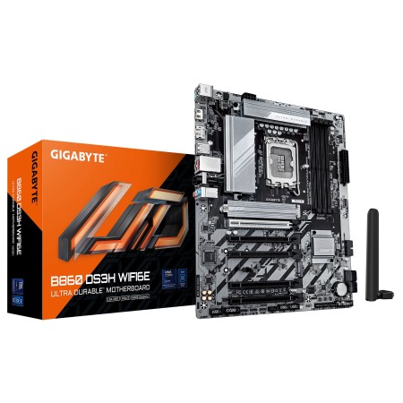 مذربورد جيجابايت B860 DS3H WiFi 6E، تدعم ذاكرة DDR5 ومنفذ M.2 ومنفذ PCIe 5.0 x16 ونظام صوتي 7.1 قناة - مقاس ATX ومقبس LGA 1851