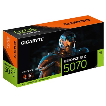 كرت شاشة GIGABYTE WINDFORCE RTX 5070, ذاكرة 12GB GDDR7, نظام تبريد ثلاثي المراوح, اصدار مكسور السرعة OC, واجهة PCIe 5.0, دعم تقنيات NVIDIA RTX الحديثة - أسود