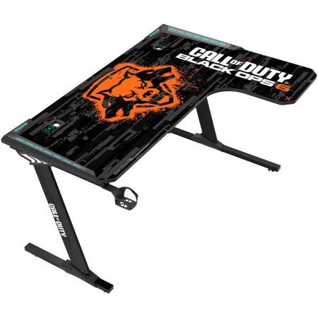 طاولة العاب بتصميم L-Shaped من GAMEON Call Of Duty، بإضاءة RGB، شاحن لاسلكي، سطح عمل تقريبي 140 × 60 سم – اسود