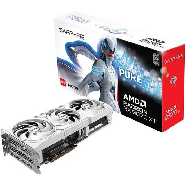 SAPPHIRE PURE AMD Radeon RX 9070 XT 16GB OC - GDDR6 3xFAN - White SAPPHIRE PURE AMD Radeon RX 9070 XT 16GB OC - GDDR6 3xFAN - White