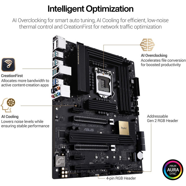 ASUS ProArt Z490-CREATOR 10G Intel® Z490 LGA 1200 ATX Motherboard - Thunderbolt™ 3 Type-C ASUS ProArt Z490-CREATOR 10G Intel® Z490 LGA 1200 ATX Motherboard - Thunderbolt™ 3 Type-C