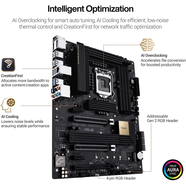 ASUS ProArt Z490-CREATOR 10G Intel® Z490 LGA 1200 ATX Motherboard - Thunderbolt™ 3 Type-C ASUS ProArt Z490-CREATOR 10G Intel® Z490 LGA 1200 ATX Motherboard - Thunderbolt™ 3 Type-C